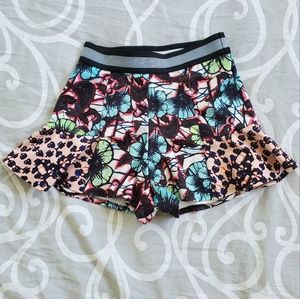 Zara Trf Printed Flared Shorts